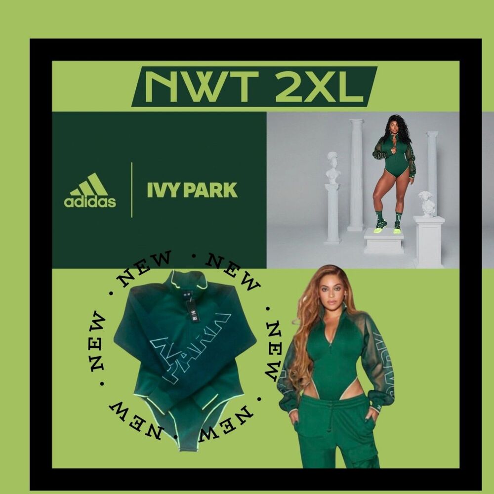 NWT IVY PARK x adidas Original Emerald Green Mesh LongSleeve Bodysuit 2X GS0396